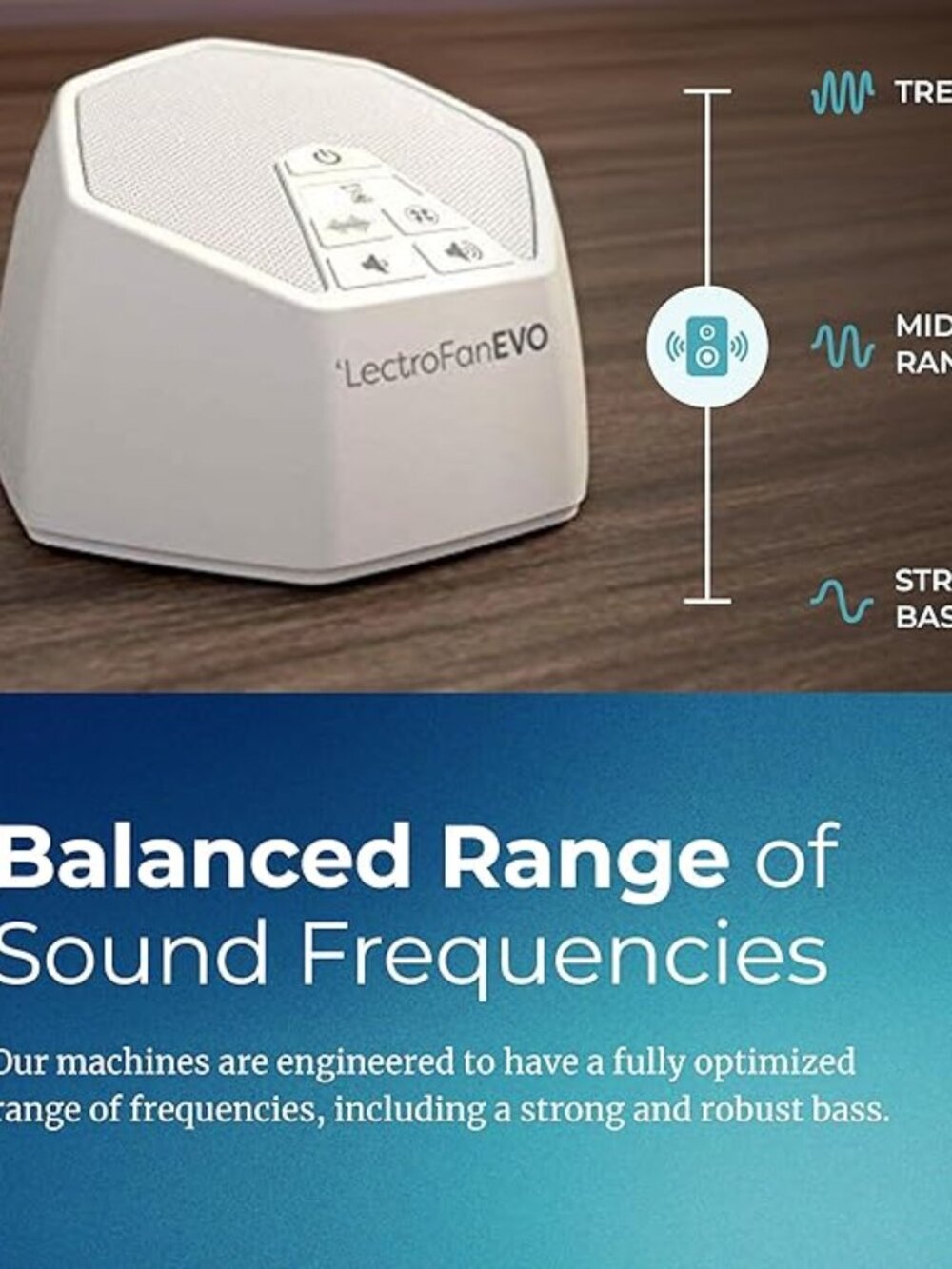 LectroFan EVO White Noise Machine - Compact Sleep Sound 22 Non-Looping Fan - Picture 4 of 4